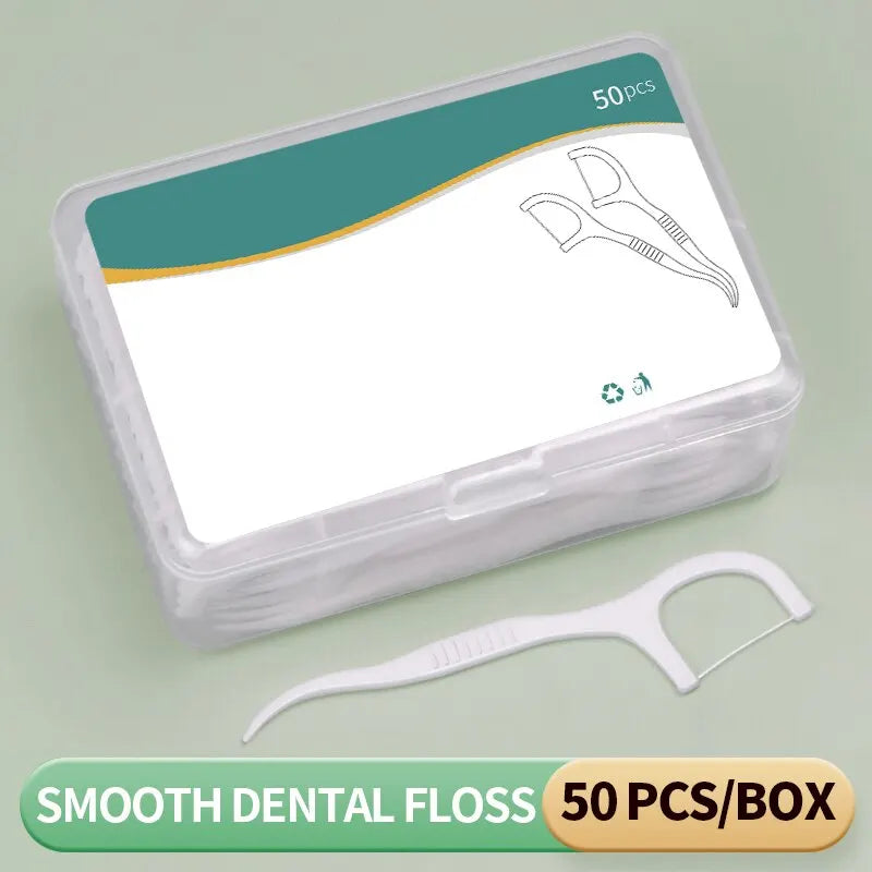 150pcs Dental Floss Plastic Toothpicks-Disposable Cleaning between Teeth-Separate Box-Oral Care - Eloquettes Skincare & Personal Care