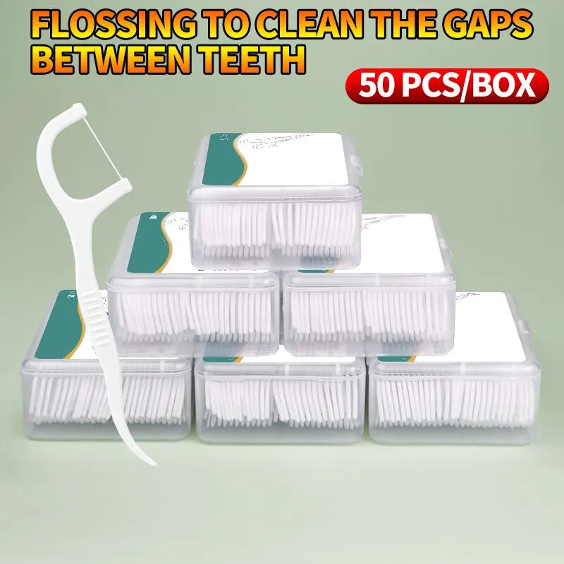 150pcs Dental Floss Plastic Toothpicks-Disposable Cleaning between Teeth-Separate Box-Oral Care - Eloquettes Skincare & Personal Care