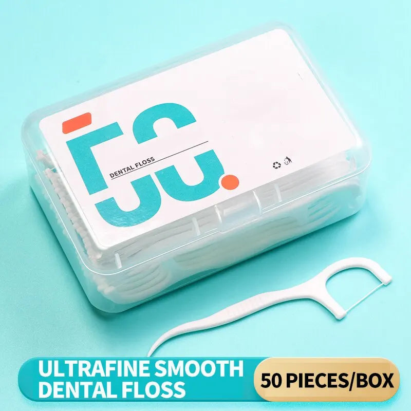 150pcs Dental Floss Plastic Toothpicks-Disposable Cleaning between Teeth-Separate Box-Oral Care - Eloquettes Skincare & Personal Care
