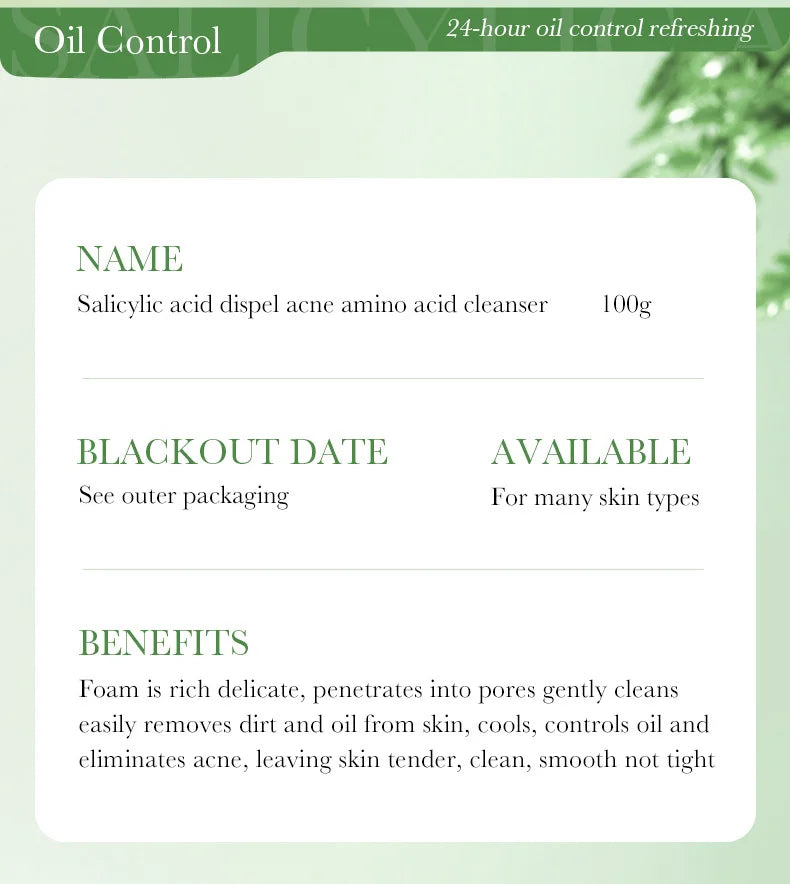 SADOER Salicylic Acid Facial Cleanser Face Wash Foam Face Cleanser Moisturizing Facial Cleansing Hydrating Skin Care Products - Eloquettes Skincare & Personal Care