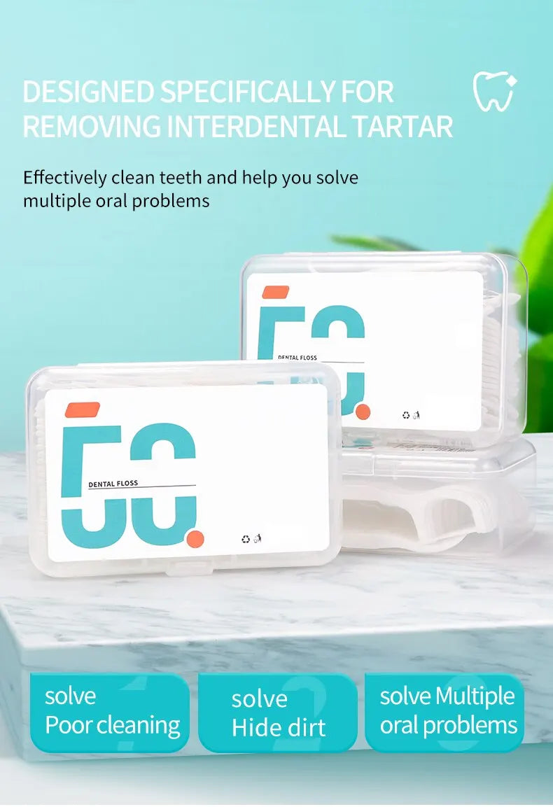 150pcs Dental Floss Plastic Toothpicks-Disposable Cleaning between Teeth-Separate Box-Oral Care - Eloquettes Skincare & Personal Care