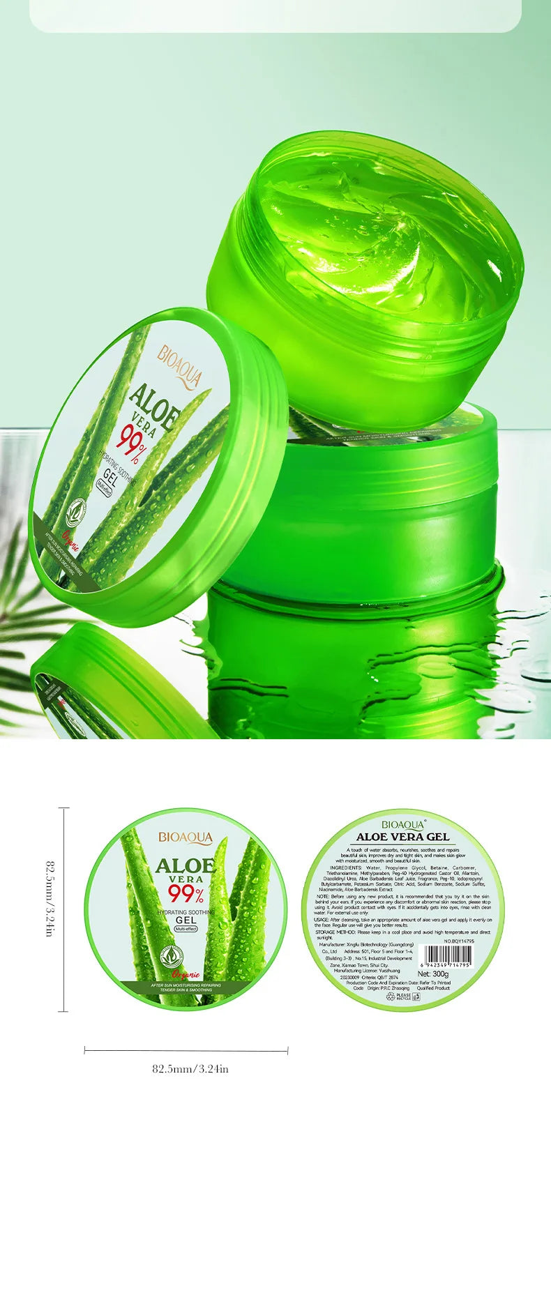 99% Aloe Vera Gel Moisturing Face Cream Soothing Shrink Pores Acne Treatment Day Cream Sleeping Mask Skin Care Products 300g - Eloquettes Skincare & Personal Care