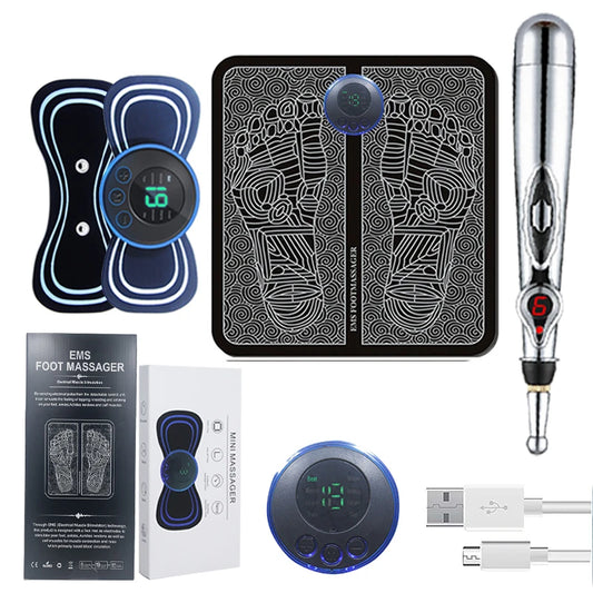 Foot Massager Electronic Massage Pen Neck and Shoulder Massage Three Piece Set Whole Body Relaxation Set Arm Leg and Back Massag - Eloquettes Skincare & Personal Care 