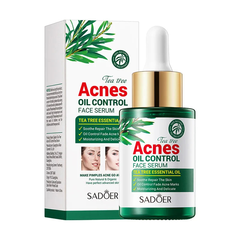 SADOER Tea  Tree Acne Oil Control Face Serum Shrink Pores Acne Treatment Moisturizing Smooth Firming Skin Beauty Skin Care