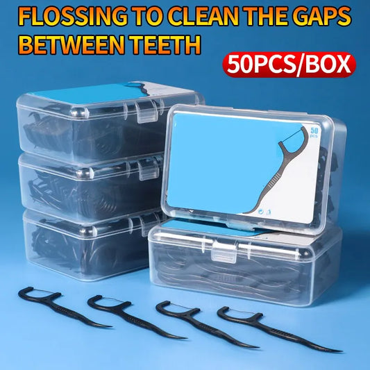 150pcs Dental Floss Plastic Toothpicks-Disposable Cleaning between Teeth-Separate Box-Oral Care - Eloquettes Skincare & Personal Care 