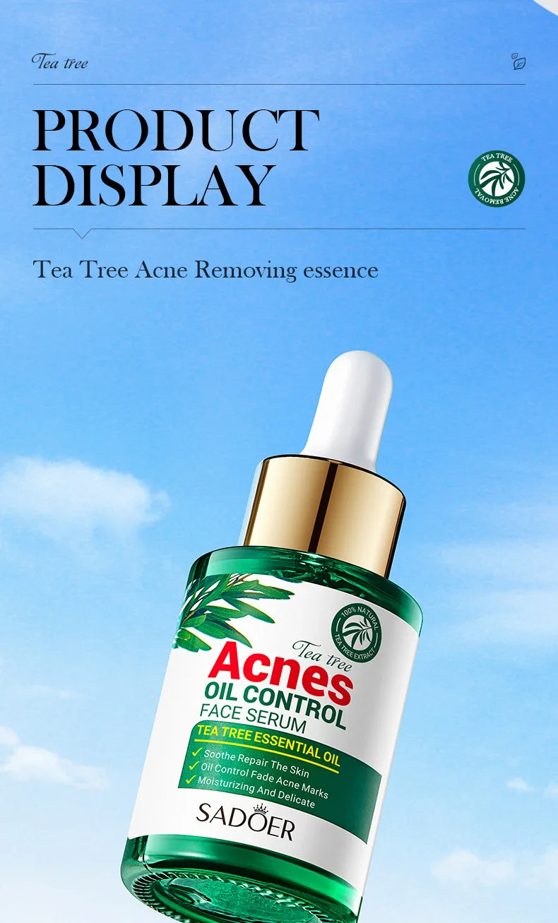 SADOER Tea  Tree Acne Oil Control Face Serum Shrink Pores Acne Treatment Moisturizing Smooth Firming Skin Beauty Skin Care