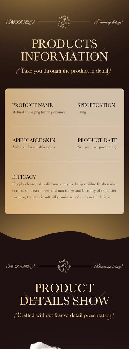 SADOER Retinol Facial Cleanser Face Wash Foam Face Cleanser Moisturizing Facial Cleansing Face Firming Skin Care Products - Eloquettes Skincare & Personal Care 