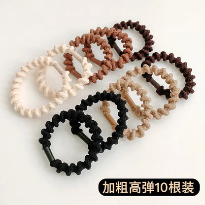 10PCS Women's Hair Ring Set Hair Accessories High Elasticity Leather Band Simple Temperament High Ponytail Durability New Style - Eloquettes Skincare & Personal Care 