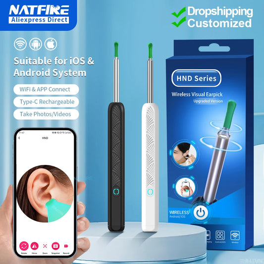 Ear Cleaner with Camera Wireless Ear Sticks Otoscope USB C Charging Endoscope Wax Removal Tool Earpick MIni Camera - Eloquettes Skincare & Personal Care 