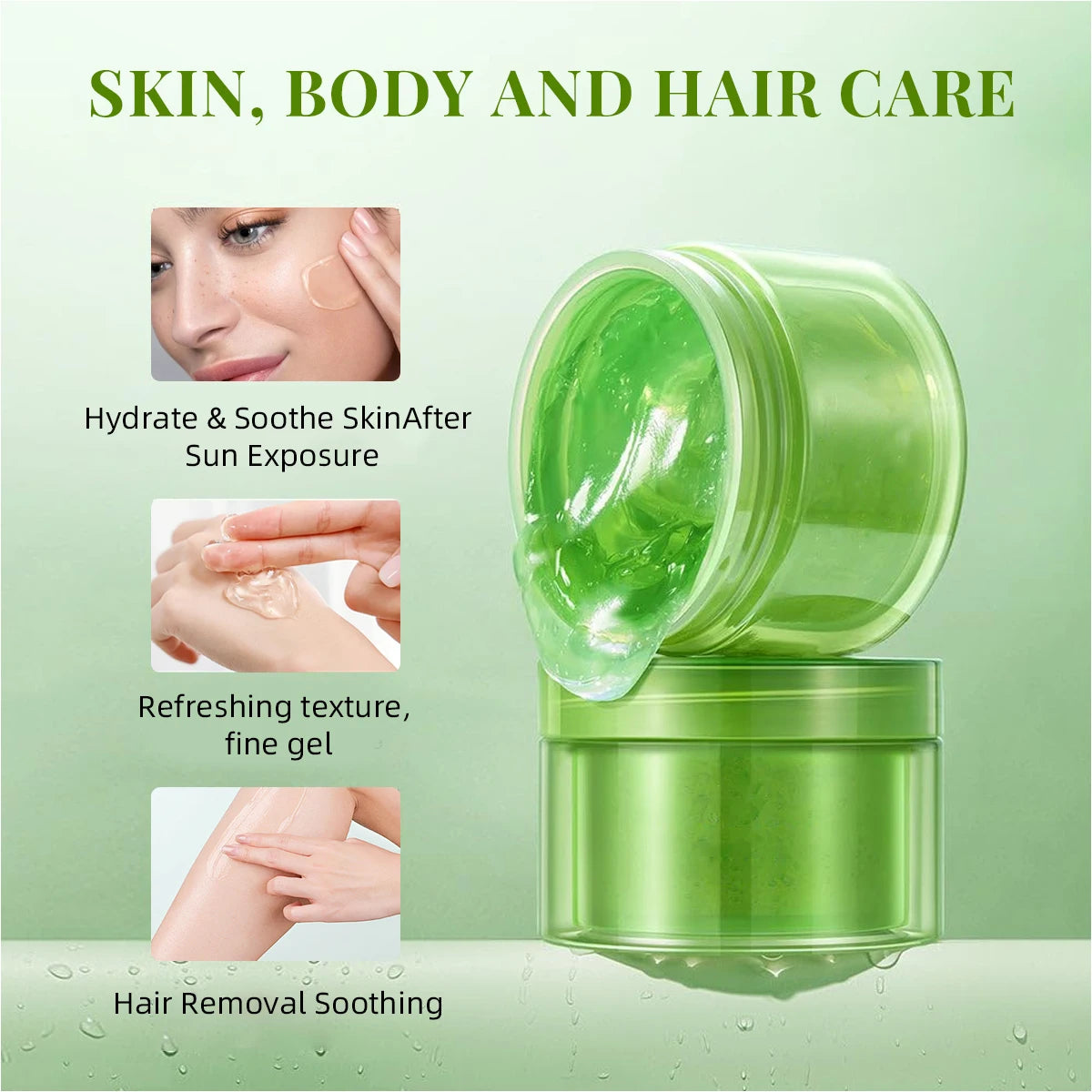 YIFUMEI 96% Pure Aloe Vera Gel - High Purity Natural Moisturizing, Refreshing & Non-Sticky, Deep Nourishing For After-Sun