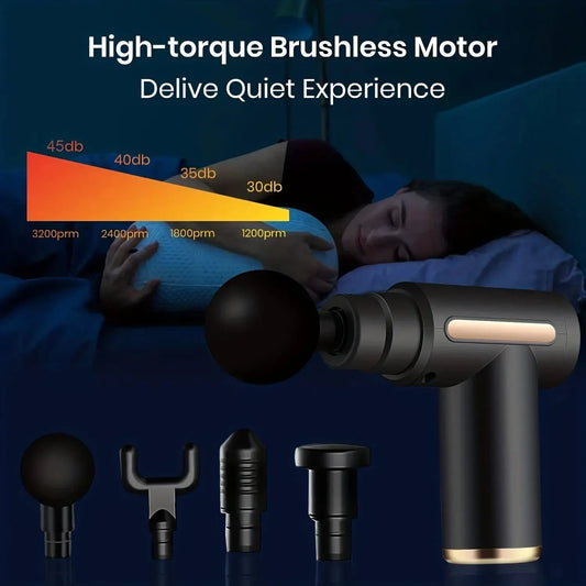 Portable Fascial Massage Gun Electric Percussion Pistol Massager Body Relaxation With LED Touch Screen 4Replaceable Head - Eloquettes Skincare & Personal Care 