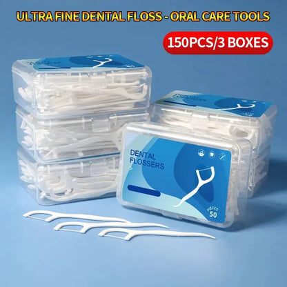 150pcs Dental Floss Plastic Toothpicks-Disposable Cleaning between Teeth-Separate Box-Oral Care - Eloquettes Skincare & Personal Care 