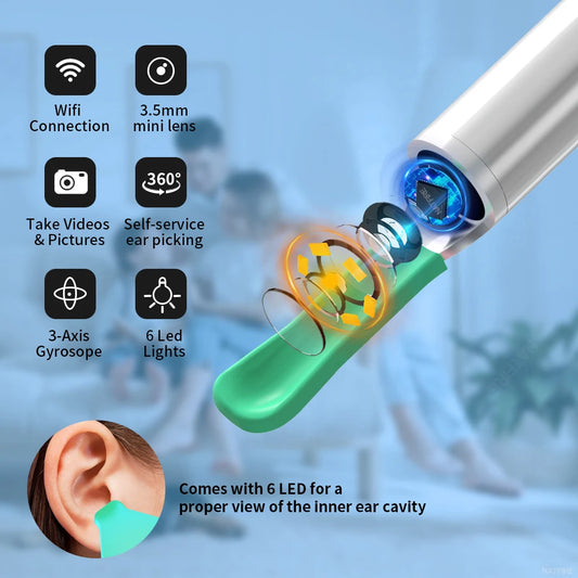 Ear Cleaner with Camera Wireless Ear Sticks Otoscope USB C Charging Endoscope Wax Removal Tool Earpick MIni Camera - Eloquettes Skincare & Personal Care 