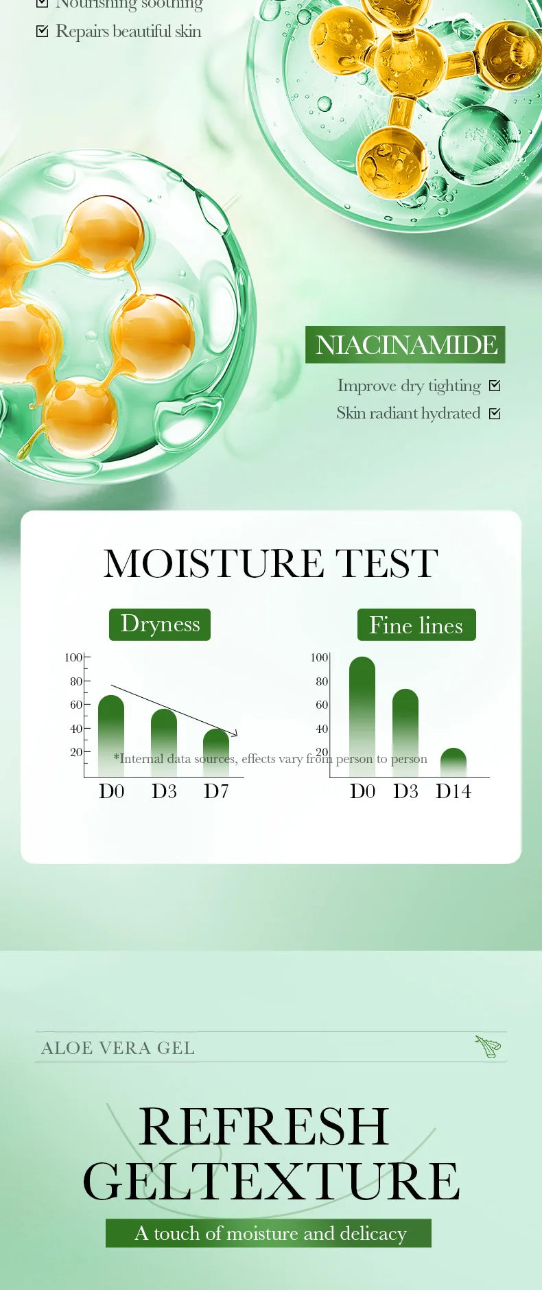 99% Aloe Vera Gel Moisturing Face Cream Soothing Shrink Pores Acne Treatment Day Cream Sleeping Mask Skin Care Products 300g