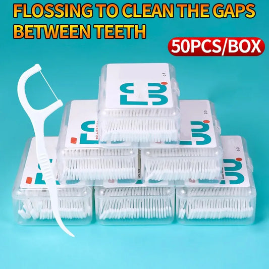 150pcs Dental Floss Plastic Toothpicks-Disposable Cleaning between Teeth-Separate Box-Oral Care - Eloquettes Skincare & Personal Care 