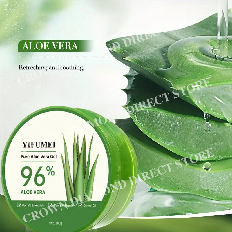 YIFUMEI 96% Pure Aloe Vera Gel - High Purity Natural Moisturizing, Refreshing & Non-Sticky, Deep Nourishing For After-Sun