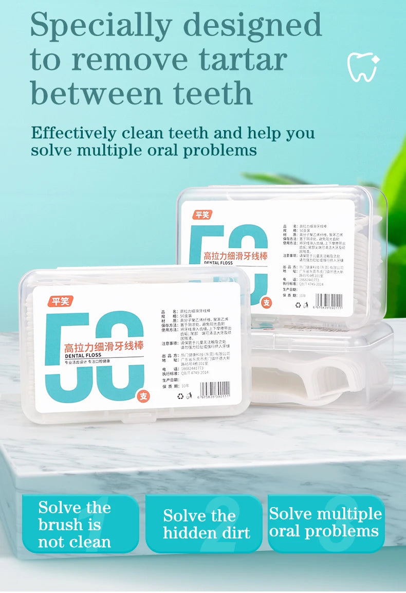 150pcs Ultra-Fine Toothpicks, Home Set, Portable and Disposable Care Floss, Portable Floss Stick, Oral Care, Deep Cleaning - Eloquettes Skincare & Personal Care 