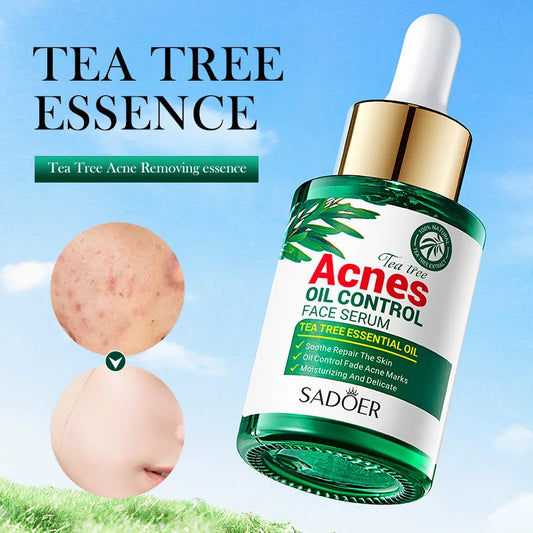 SADOER Tea  Tree Acne Oil Control Face Serum Shrink Pores Acne Treatment Moisturizing Smooth Firming Skin Beauty Skin Care